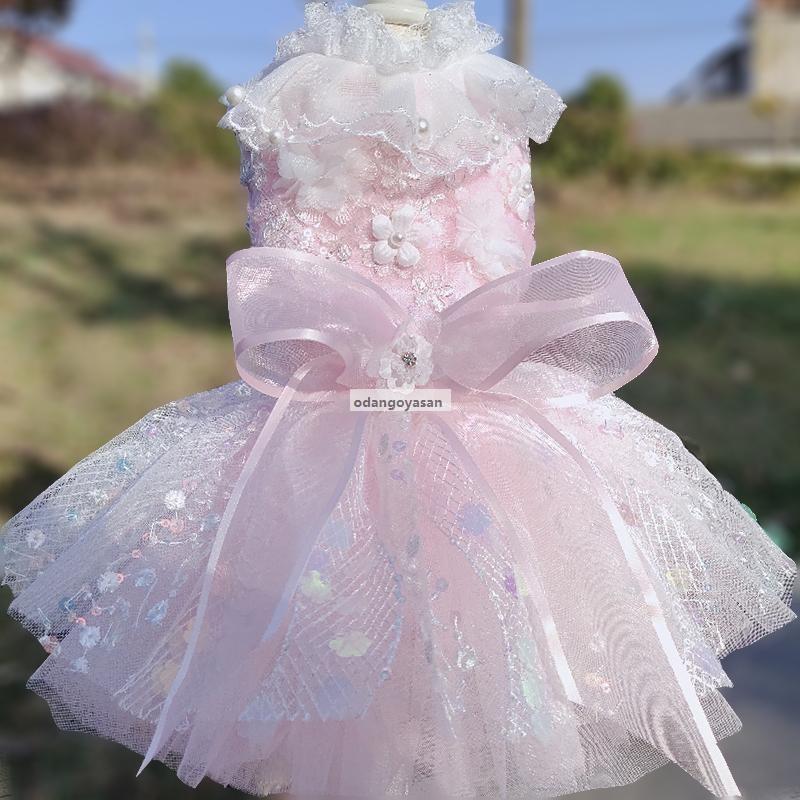 ウェディング ペット 服 猫 挙式 ドレス 婚式 ワンピ 犬 リボン ドッグ ウェア マル 洋服 ピンク