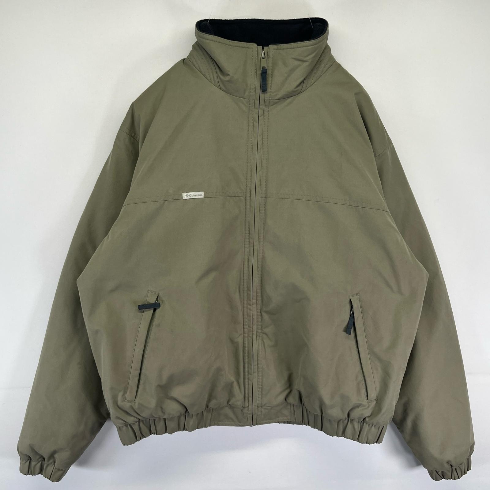 古着 ジャケット ウォームアップジャケット ナイロン フルジップ ワンポイントロゴ 中綿 L グレー系 メンズ