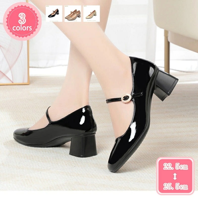 500円OFFクーポン スクエアトゥ ストラップ ヒール パンプス ローヒール 痛くない レディース チャンキーヒール 歩きやすい パーティー ストラップ ストラップパンプス 太ヒール 走れる 脱げな