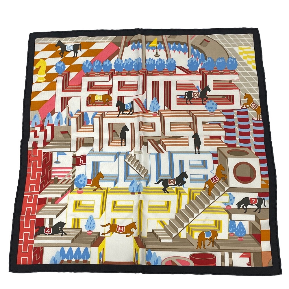 Horse Club Detail カレ45 ガヴロッシュ シルク スカーフ マルチカラー ユニセックス ブランド