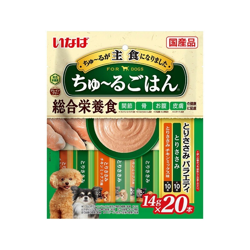 （まとめ買い）いなば ちゅるごはん とりささみバラエティ 14gx20本 犬用おやつ [x4]