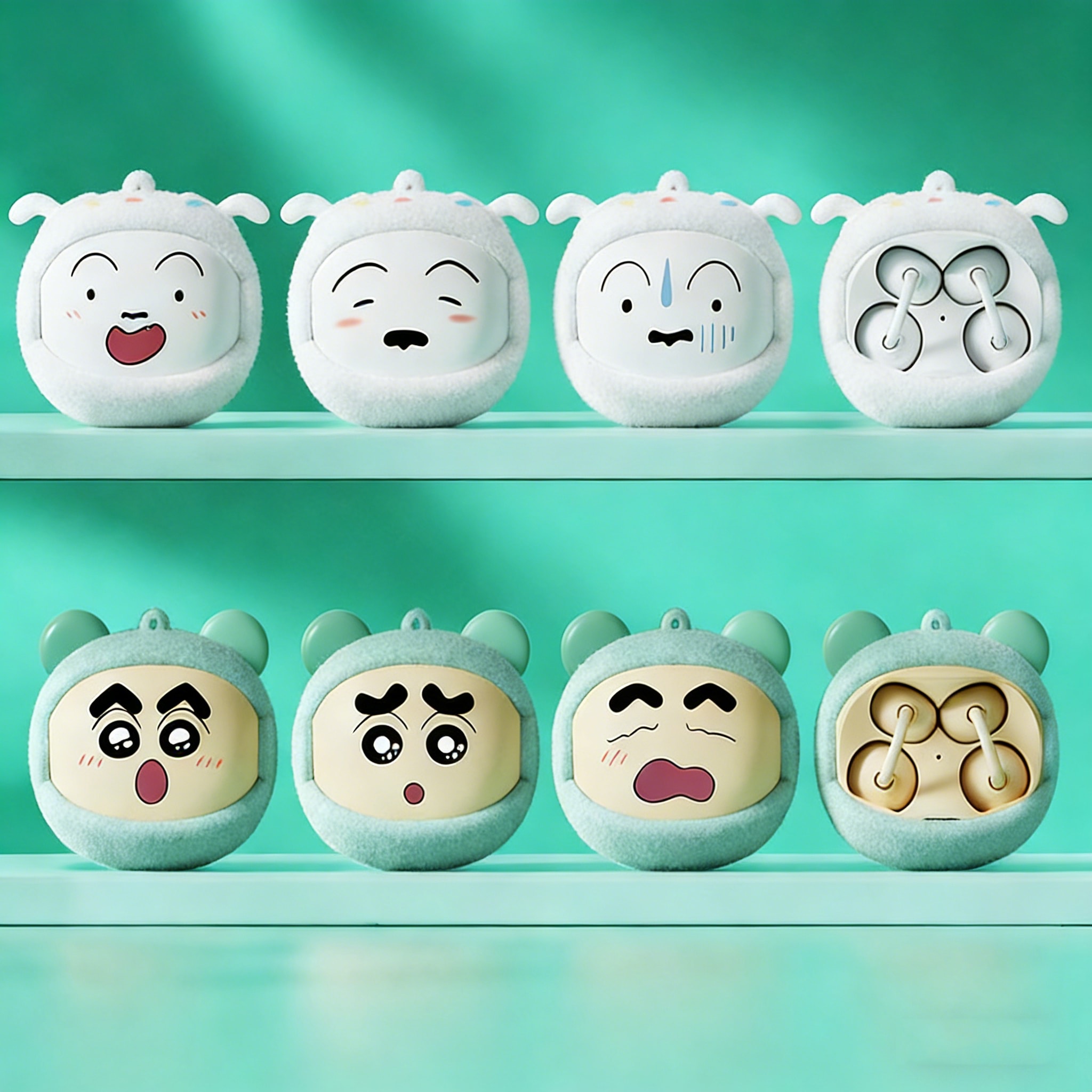 「正規品」 クレヨンしんちゃん ぬいぐるみワイヤレスイヤホン Bluetooth6.0 3種顔面可変切替 ミニサイズ イヤークリップ型 非挿耳イヤホン キーホルダー付き ストラップ