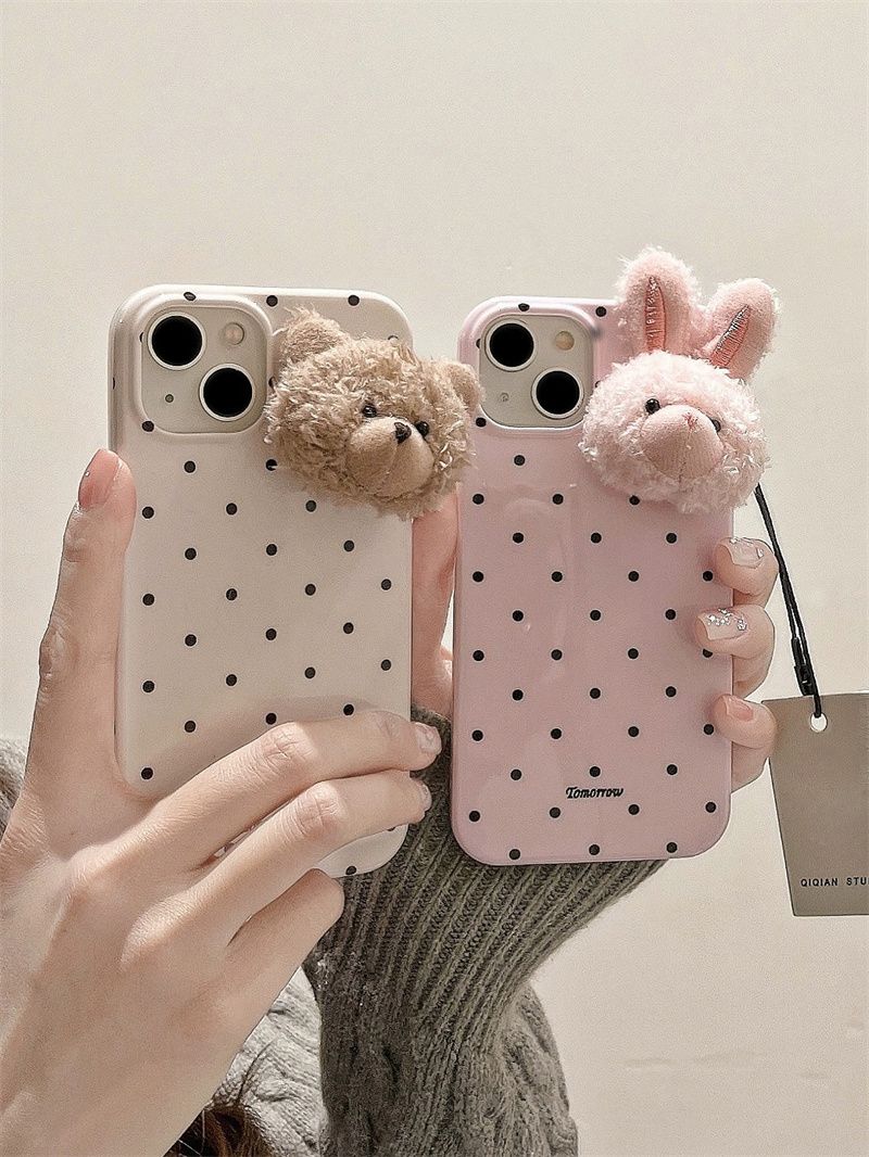 かわいい 韓国ファッション 乙女心 14 15携帯ケース ウサギ匹 クマちゃん 風 スマホケース