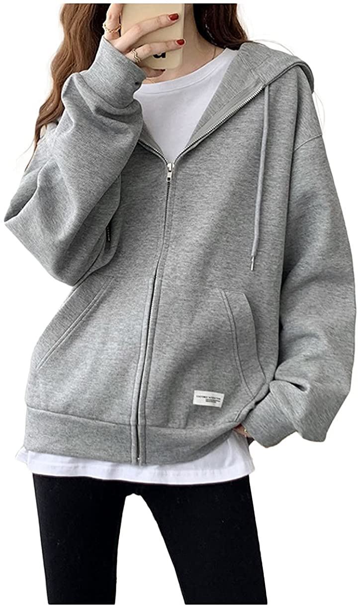 ジップパーカー レディース かわいい ゆったり 秋 冬 オシャレ グレー M Artschool Troyan Com