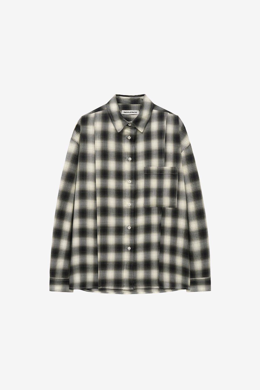 【INSILENCE】 SLICK CHECKERED OVERFIT SHIRT : BLACK