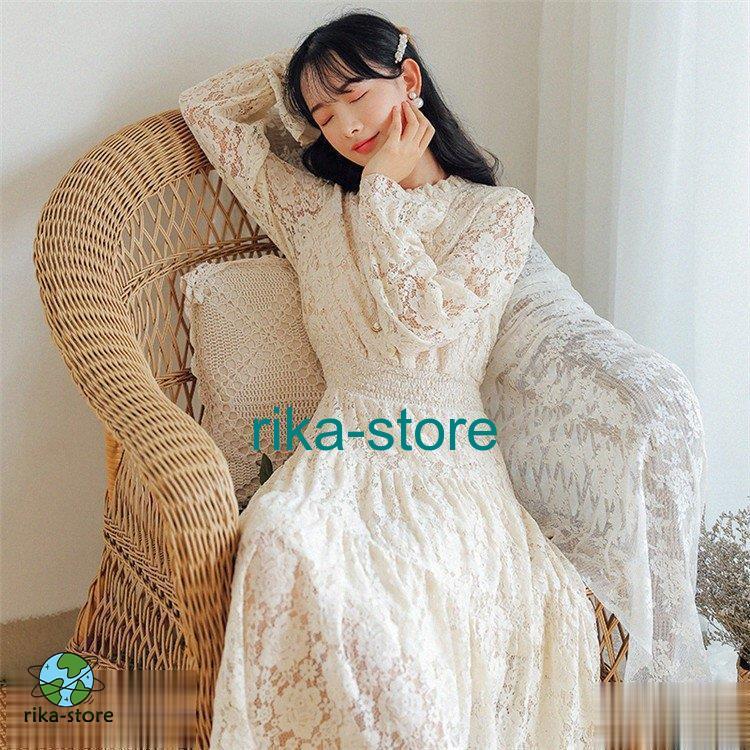 年末の福利ワンピースドレス レディース 春秋 膝丈ワンピーススカート 裏起毛 レース チュール 長袖 ロング丈ワンピース きれいめ 演奏会 結婚式 2次会 オシャレ 上品
