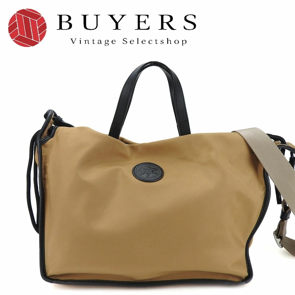 中古 ハンティングワールド 2WAY ハンドバッグ ショルダーバッグ 斜め掛け 511703 ナイロン レザー 革 ベージュ ブラック カジュアル 普段使い レディース 女性 HUNTING WOR