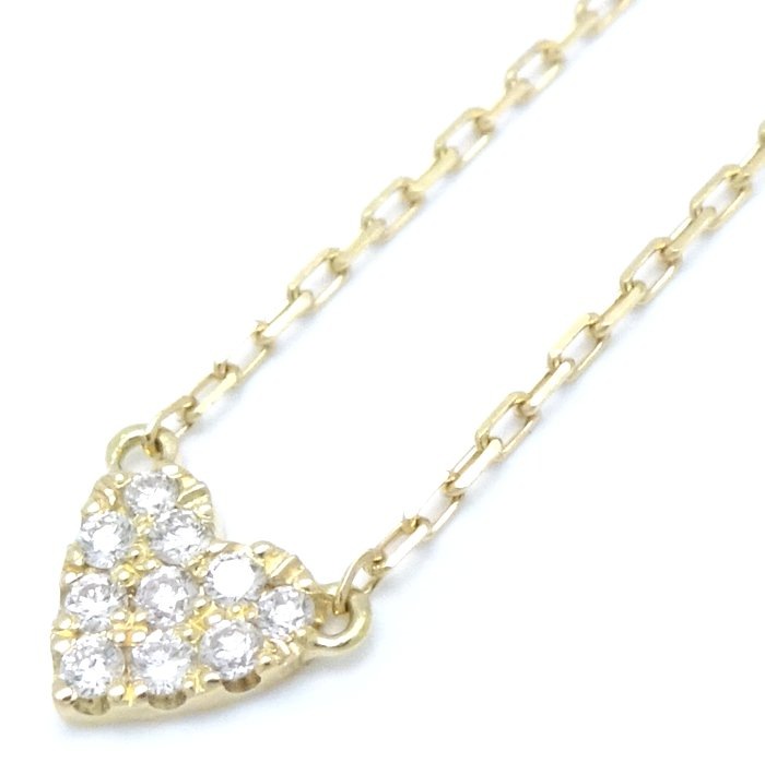 ハート ネックレス ダイヤモンド0.05ct K18YG イエローゴールド/291838【中古】ネックレス