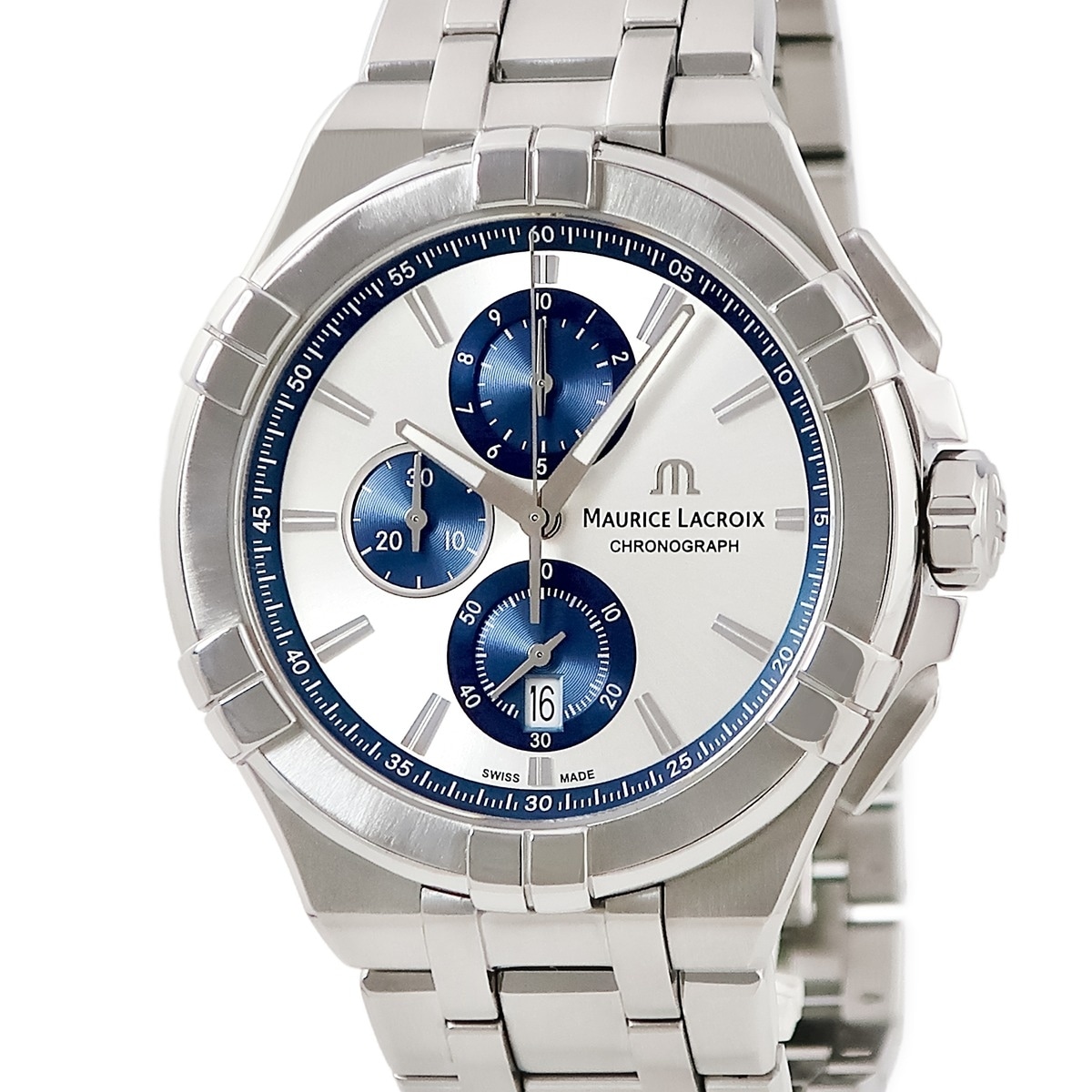 アイコン クロノグラフ 44mm AI1018-SS002-131-1 クオーツ メンズ デイト スモセコ 3年保証