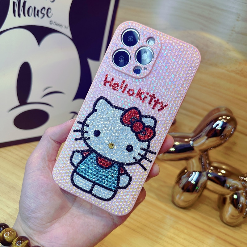 手作り iPhoneケース ハローキティ キラキラのラインストーン iPhone16/15/14/13/12/11ケース Plus Pro Max