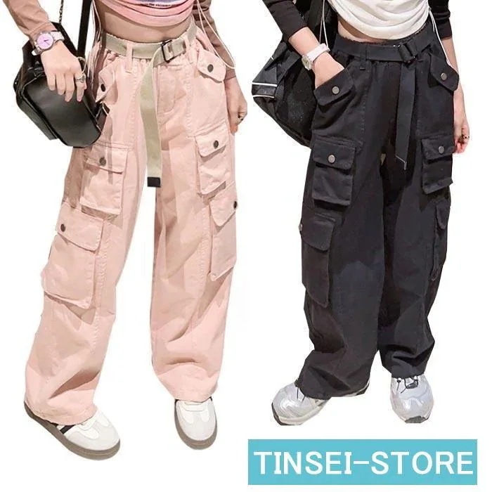 [即納]いまだけの超SALE価格！ 長ズボン ボトムス カジュアルパンツルーズパンツ 子供服 カジュアルパンツ 女子 ジュニアガウチョパンツ キッズ 学校 ポケット ウエストゴム カーゴパンツ 品質良