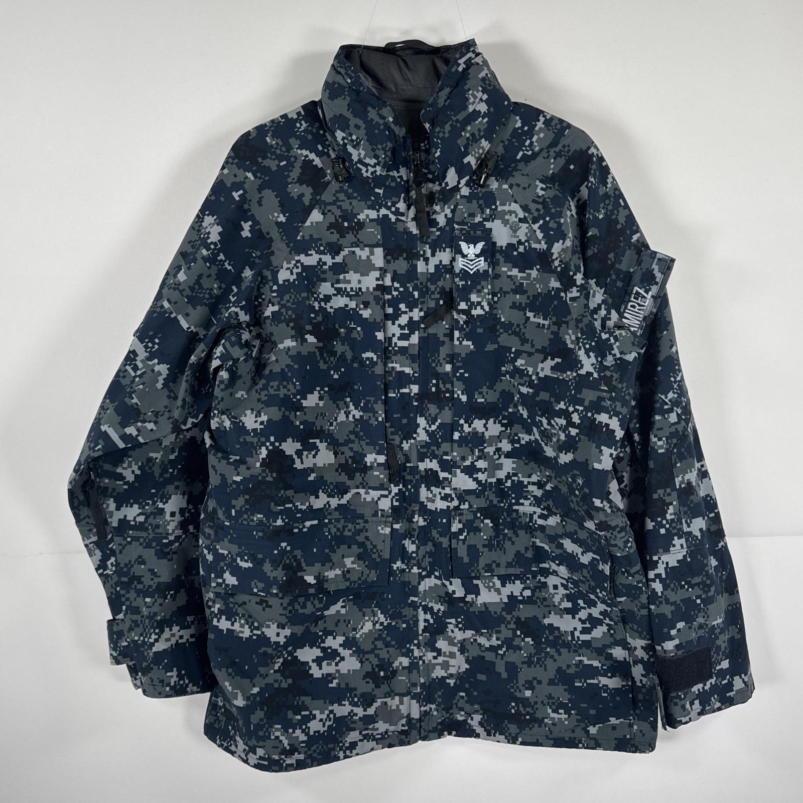 古着 ミリタリージャケット ECWCS GORE-TEX デジカモ ゴアテックスパーカー 米軍 実物 迷彩 ワッペン small short ネイビー メンズ