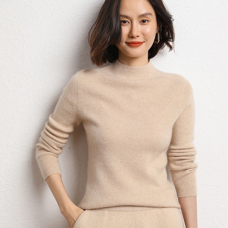 レディース カシミア セーターハイネック既製服スリムフィットテーパード多用途新作秋冬ニットウェアインナーレイヤーベースレイヤー