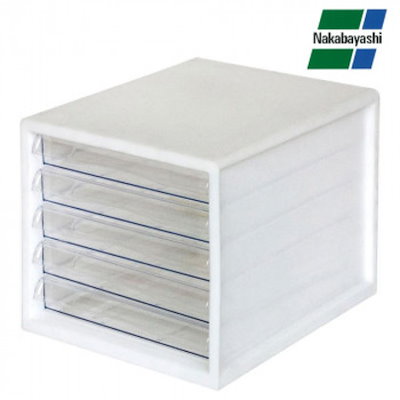 他サイト： A4レターケース 浅型5段 白 ナカバヤシ A4E-05Wの商品画像