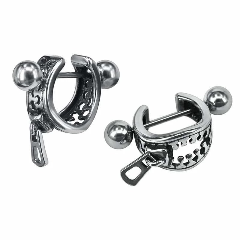 ボディピアス 16G ファスナーシールド ヘリックスピアス 耳たぶ 軟骨 チャック ジッパー 面白い ユニーク 16ゲージ 耳たぶ プレゼント 男性 女性 個性的 ギフト h180