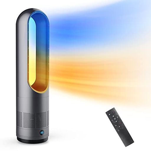 【2024冷暖兼用】扇風機 羽なし タワーファン 8段階送風&3段階温風切替 左右100首振り 9Hタイマー機能 温風 冷風 広範囲送風 羽根なし型 リビング扇風機 強力送風 大風量 リモコン付 14