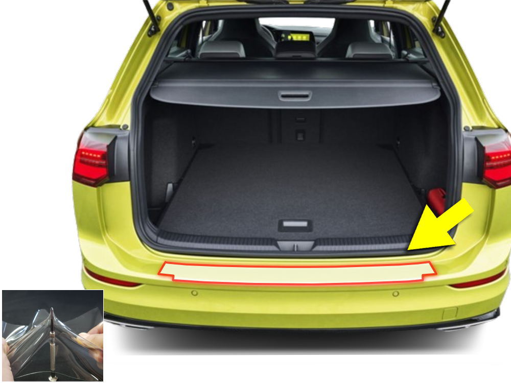 リアステップガード (ワーゲン ゴルフ8) 車種専用 カット済み 傷防止フィルム プロテクションフィルム 車種専用カット済み リアステップ 保護フィルム キズ防止 保護 クリア 透明 フォルクスワーゲ