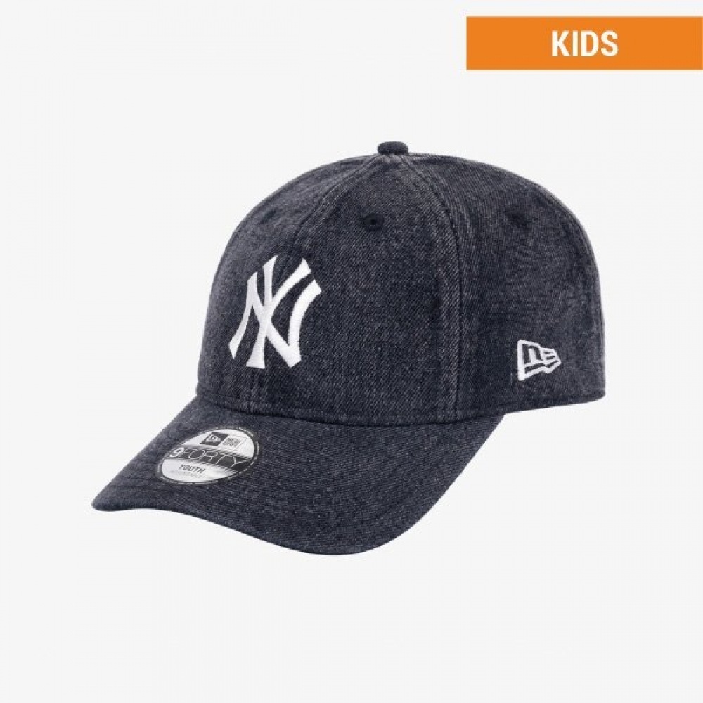 キッズ MLB ニューヨークヤンキース ブラックスノーウォッシュデニムアンスストラクチャーボールキャップ