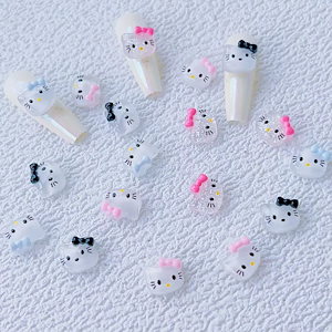 20粒 3+1/5+2ネイルアートキャラクター猫アクセサリー樹脂氷透KT猫爪飾り立体可愛い猫頭