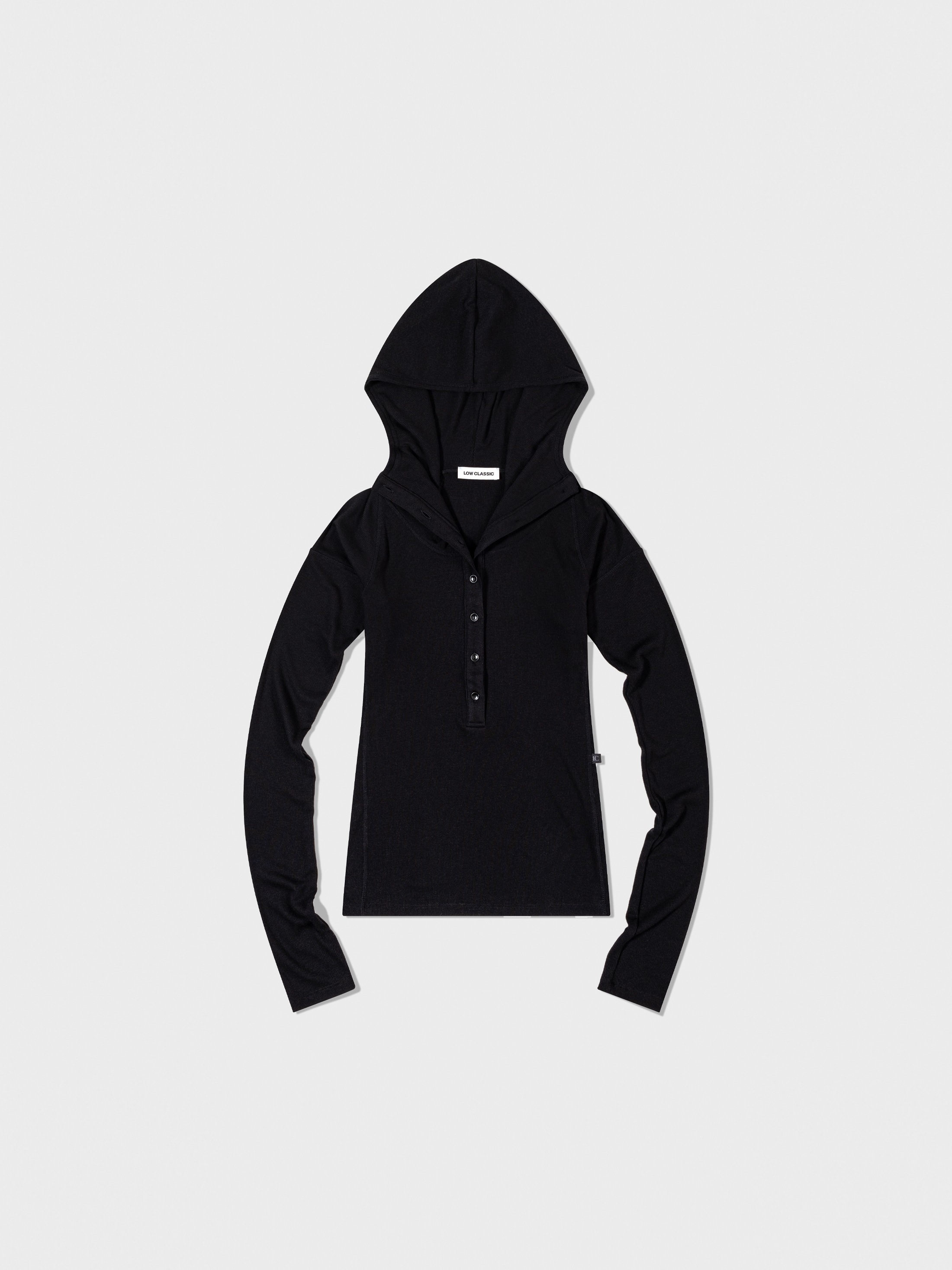 【LOW CLASSIC】 BUTTON UP HOODIE 2 : BLACK
