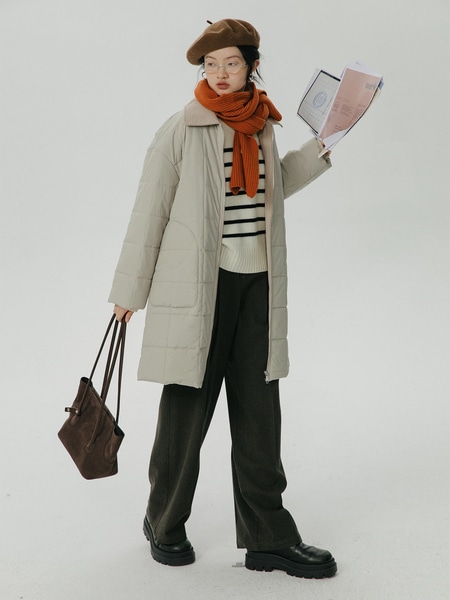 エッグタルト チェック柄 冬 ミドル丈 コットン服