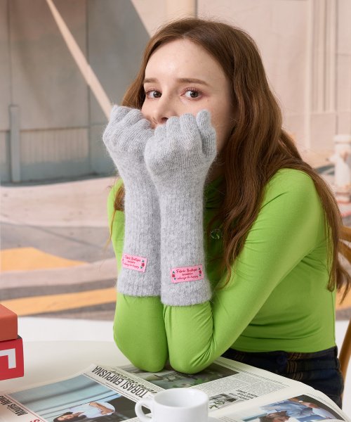 BONIDEE_Vintage Label Angora Gloves (Gray)