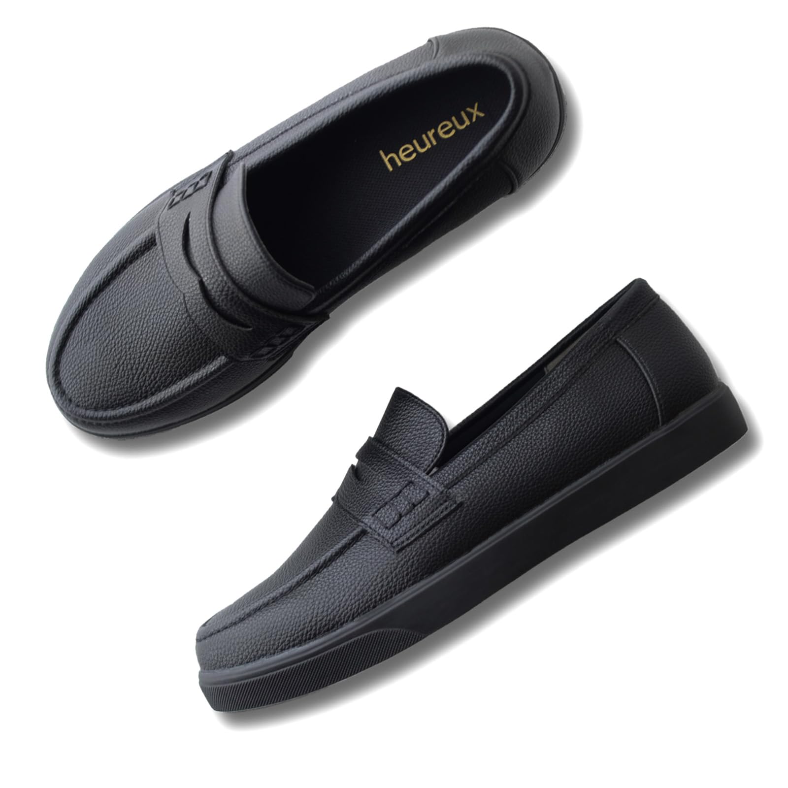 [heureux] コンフォートシューズ ローファー レディース 防水 歩きやすい 疲れにくい 立ち仕事 スリッポン 大きいサイズ クッション オフィスカジュアル 厚底 きれいめ
