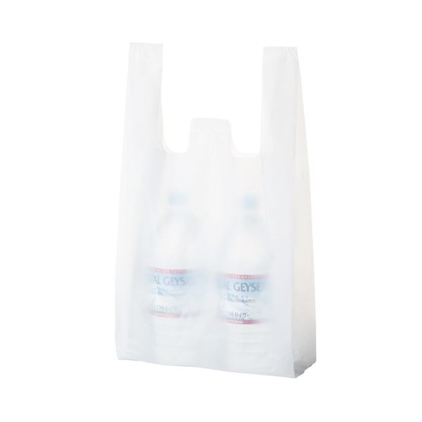 （まとめ） TANOSEE 乳白レジ袋 30号ヨコ260タテ480マチ幅130mm 1パック（100枚） 50セット