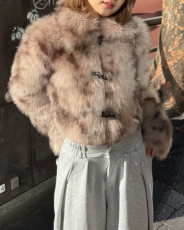 Qoo10 ファージャケット ショート ボタン ゆっ