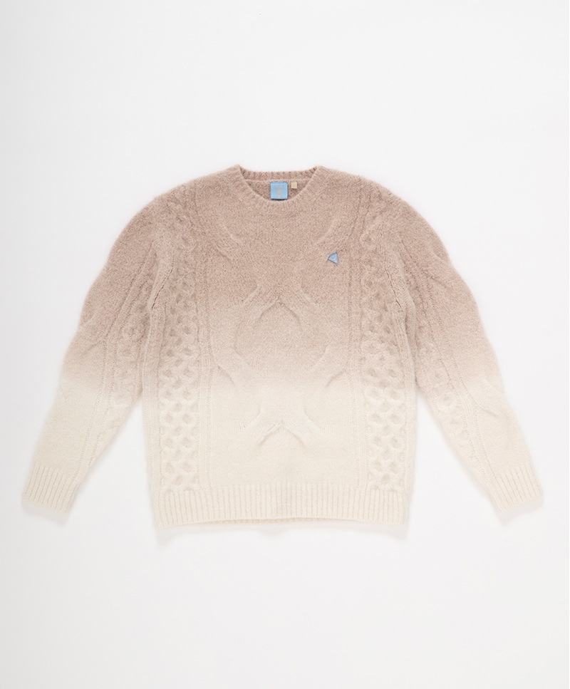 TWO TONE CABLE SWEATER MEN [BEIGE]