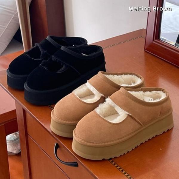 女性牛革スエードファースリッパ K82