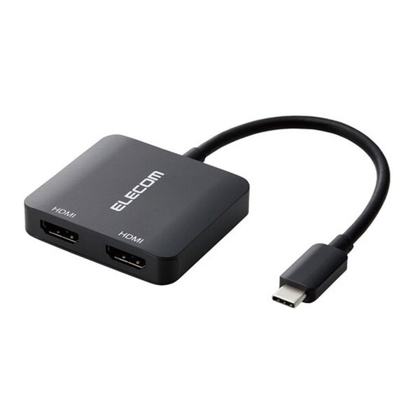 AD-CHDMI2BK2 ブラック USB Type-C - HDMI 変換 ( USB-C プラグ to HDMIポート×2 ) 12cm 4K 60Hz 3画面表示 メーカー直送