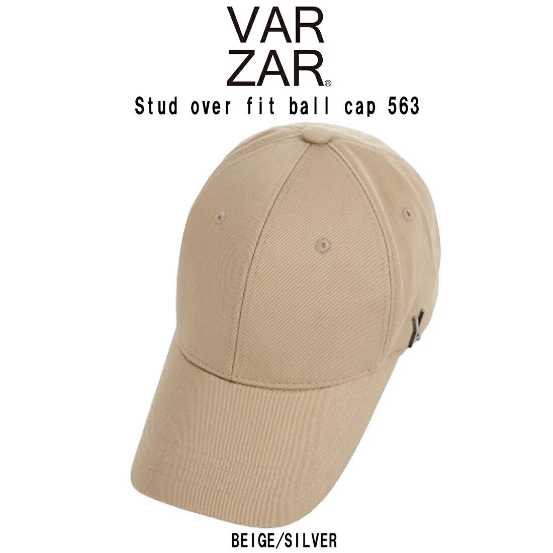 VARZAR キャップ 帽子 ワンポイント ロゴ スタッド オーバーフィット ベージュ シルバー ユニセックス Stud over fit ball cap 563 韓国輸入品