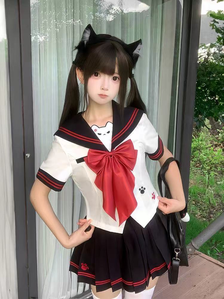 セットアップ セーラー服 コスチューム 可愛い 上下セット レディース 半袖 スカート 4色　ハロウィン コスプレ 女子高生 高校生 学生服 文化祭 学園祭