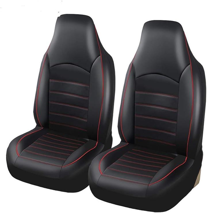 互換品カーシートカバー 前席 汎用 普通車 軽自動車用 防水 運転席 助手席 レザー 合成皮革 エプロンタイプ フロント(レッド)