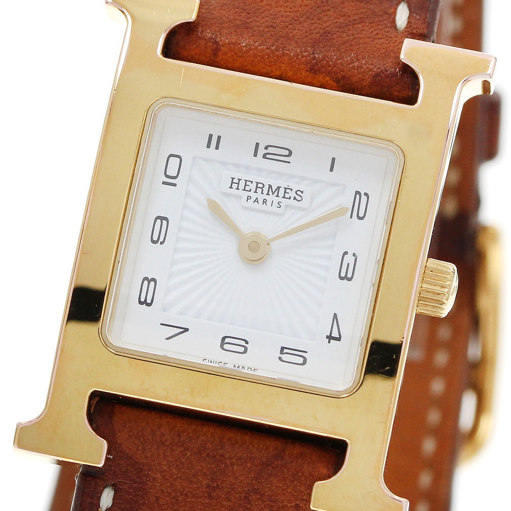 エルメス HERMES HH1.201 Hウォッチ ドゥブルトゥール クォーツ レディース _950350【中古】