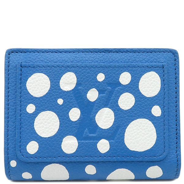 ルイヴィトン LOUIS VUITTON 二つ折り財布 草間彌生 LVYK ポルトフォイユ クレア モノグラムアンプラント ブルーホワイト シルバー金具 青 白 M82104 RFID 【箱】【中古】