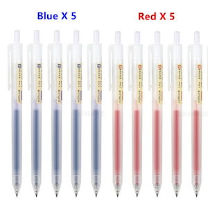 黒/青インク付き格納式ジェルペン,ボールペン,書き込み用,オフィス用,署名用品,文房具,0.5mm,6個または10個 5 Blue-5 Red 0.5mm