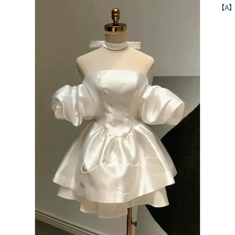 ドレス　パーティー　レディース 誕生日 ドレス 高級 パーティー プリンセス サテン チューブ トップ