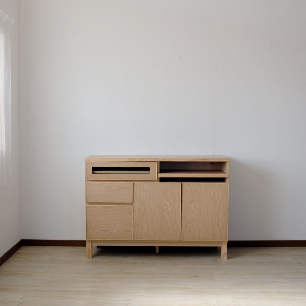 サイドボード 約幅120x奥行41.5x高さ84.5cm ナチュラル スライドテーブル付 リビングボード ダイニング インテリア家具