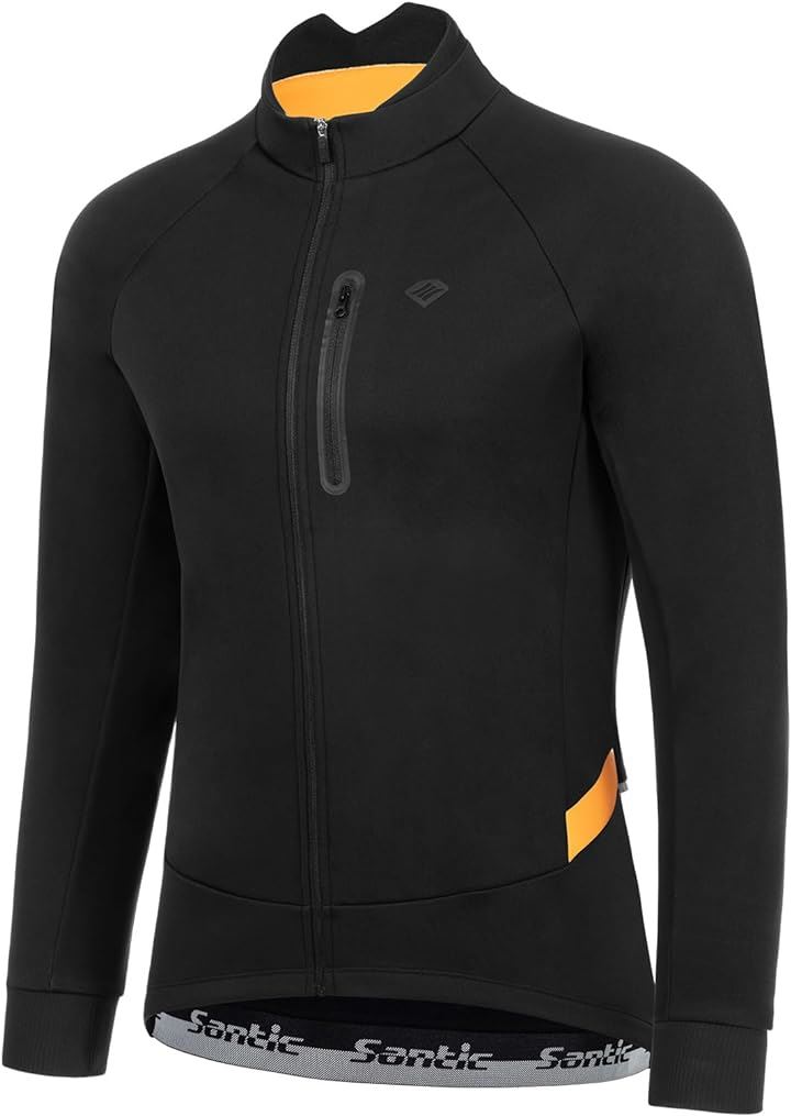 メンズ サイクルジャージ サイクリングジャージ 裏起毛 秋冬 長袖 サイクルウェア 保温 XXL( オレンジ, 2XL)