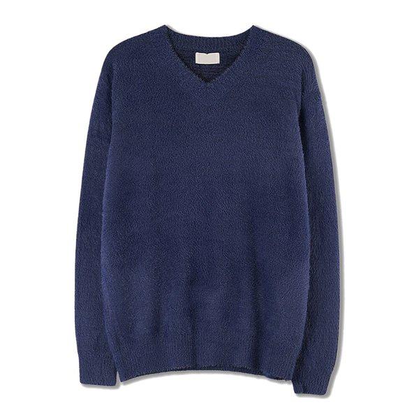 メンズソフトモヘアアンゴラVネックニットティー SG-KN-Q029-オリーブ