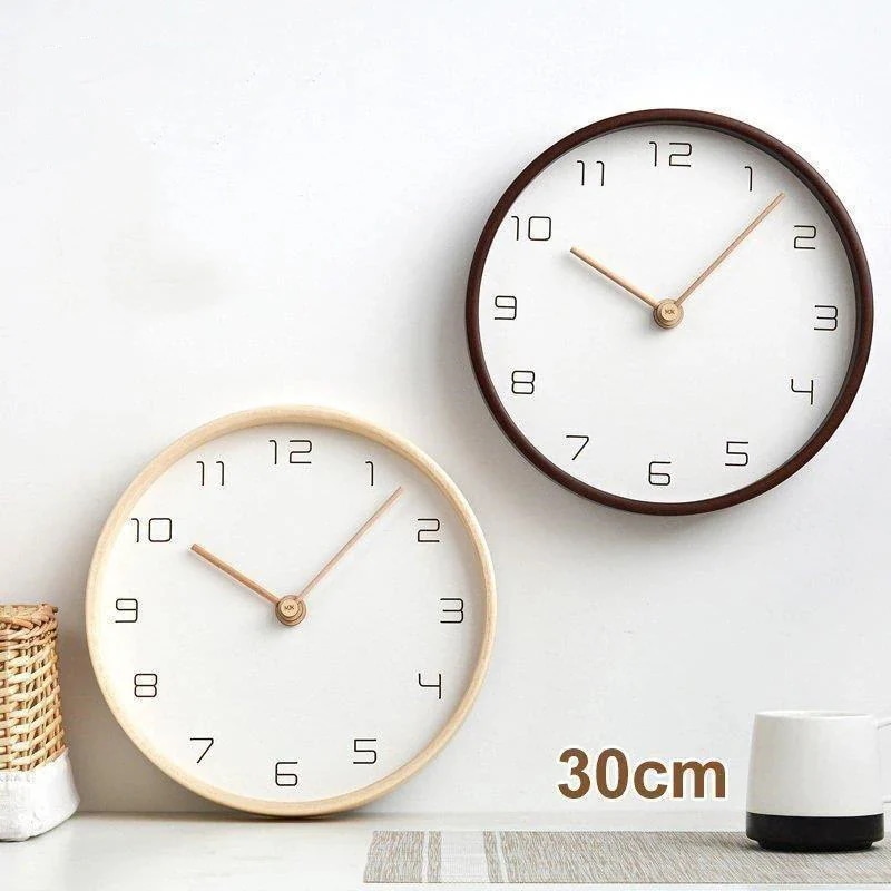 壁掛け時計 掛け時計 北欧風 木製 おしゃれ ナチュラル 静音 シンプルなデザイン 非電波 天然木製 デジタル 連続秒針 ギフト プレゼント 30CM