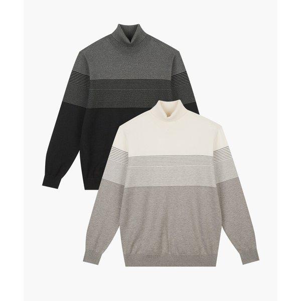 ストライプのロングタートルニット CDAA9KR4323