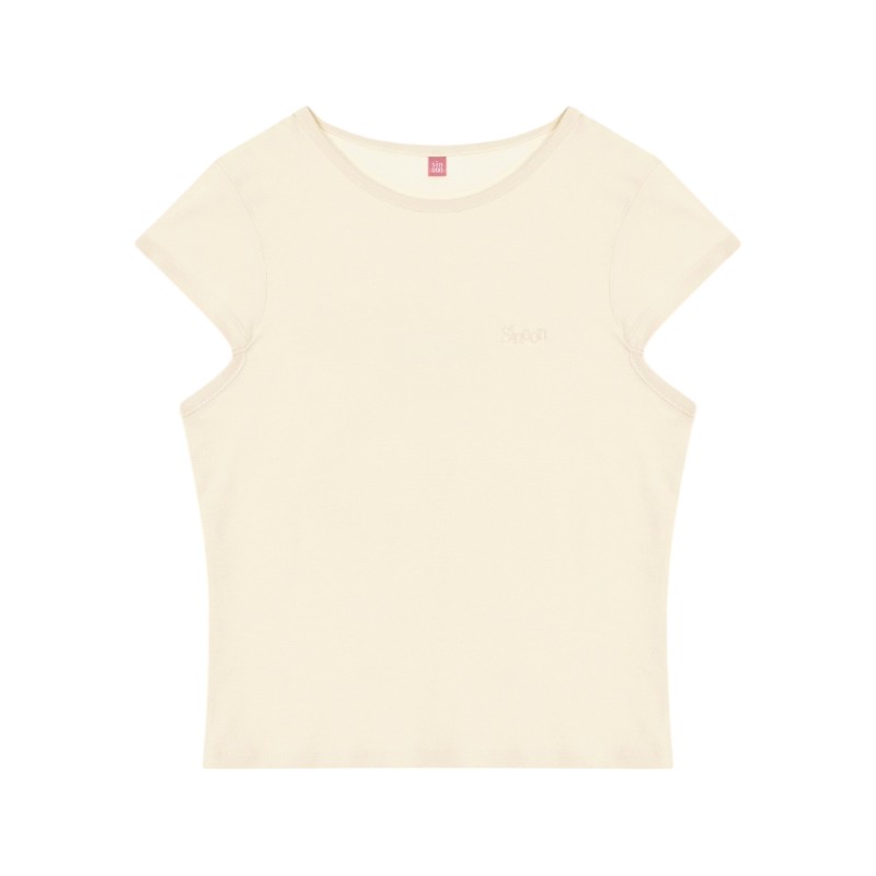 ロゴキャップスリーブTシャツ Light Beige 可愛い おしゃれ ディリーファッション ガーリールック Tシャツ 韓国ファッション 韓国ブランド
