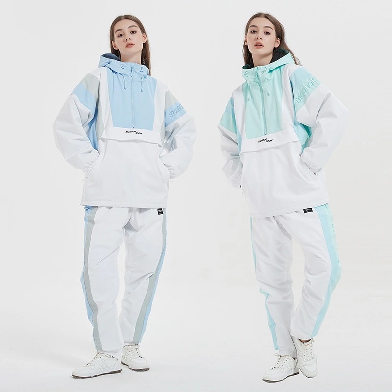 スノーボード ウェア 上下セット レディース メンズ 2023 スキーウェア パーカー ロングパンツ 韓国風 スノボウェア 半ジップアップパーカー プルオーバー 防水防寒防雪保温防風通気