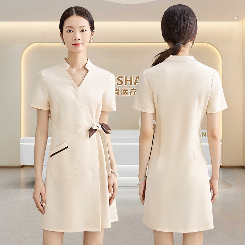 美容師作業服レディースワンピース半袖エステサロン作業服spaヘルスセンター気質マッサージ技師服