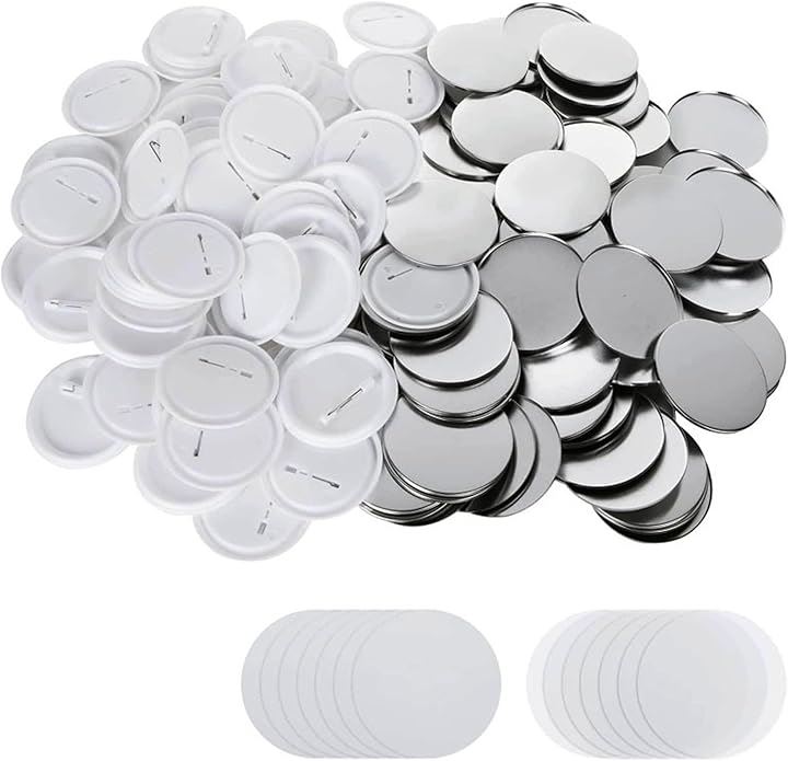 互換品 良品ラボ 缶バッジ パーツ セット 丸型 缶バッジマシーン用 素材 手作り DIY 安全ピン付 100セット(直径75mm)