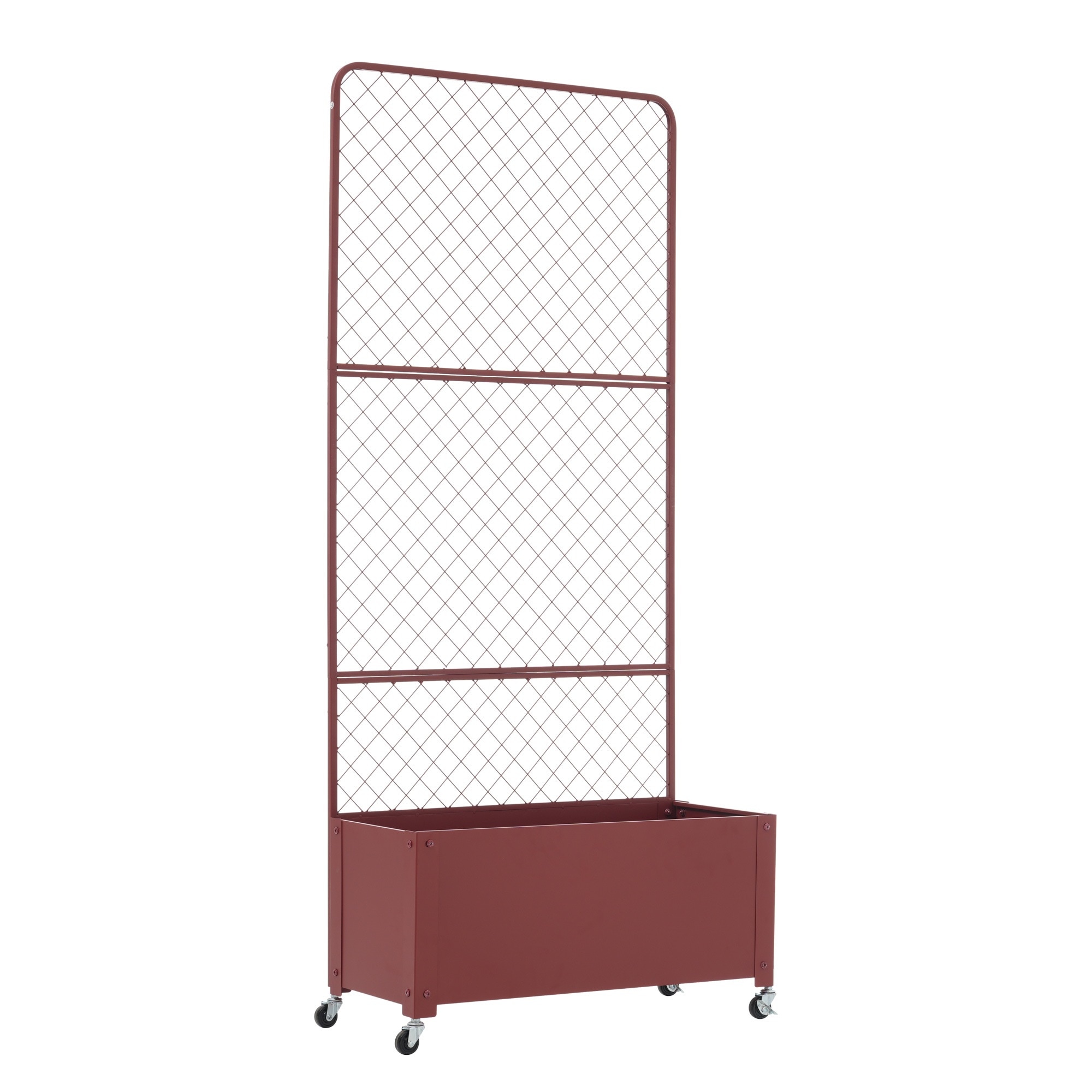 【53】フェンス プランター付き 目隠し キャスター付き 簡単設置 電着塗装 L70×W30×H160cm 園芸用品 プランター ガーデンラティス プランターボックス 花壇フェンス ガーデニング 花立