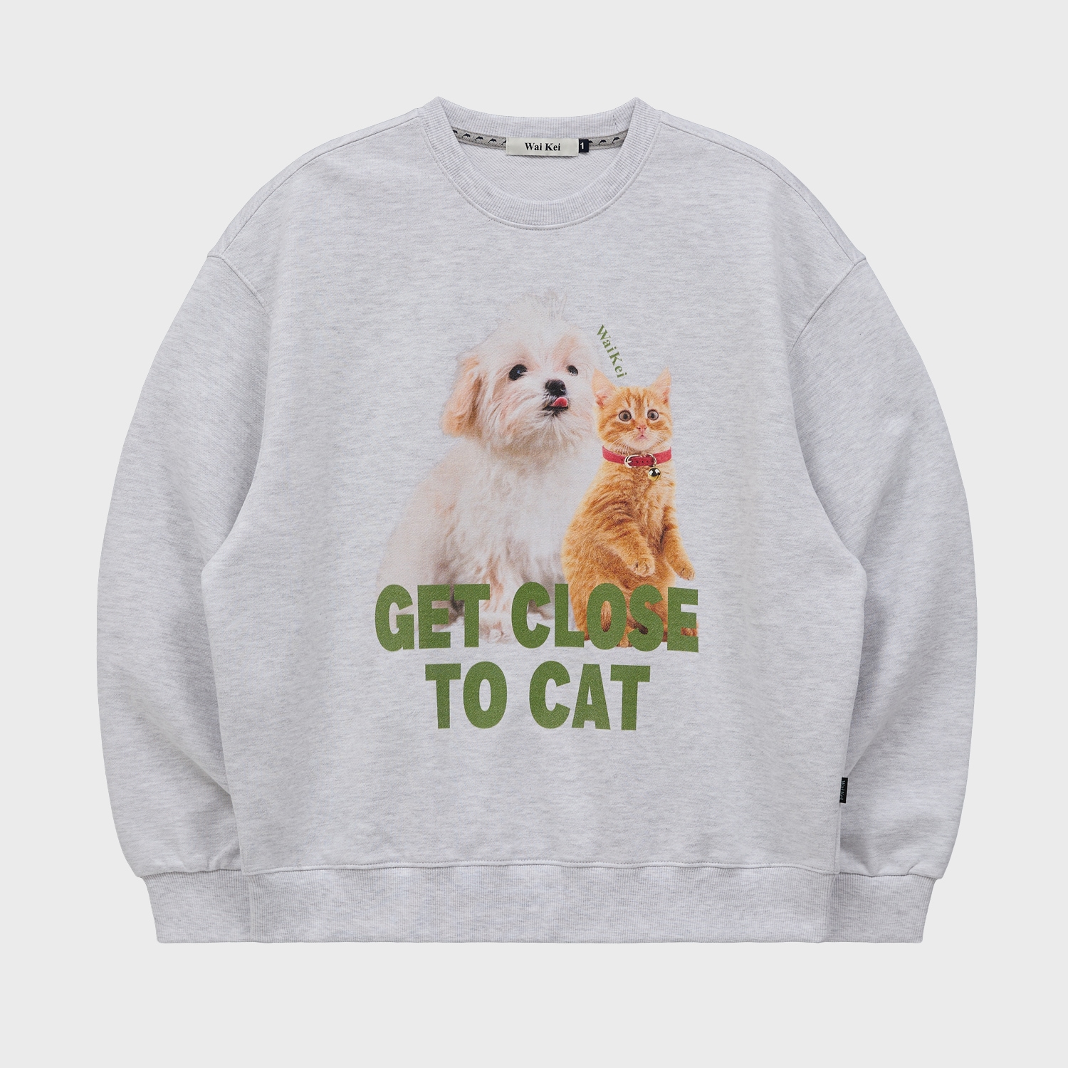 Maltese and Cheese Cat Sweatshirt MELANGE WHITE